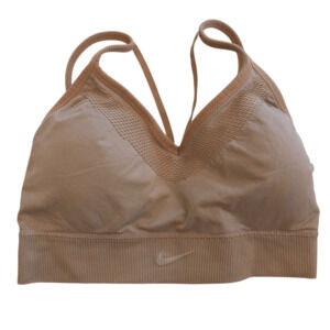 Nike Womens Dri Fit Size Medium Sports Bra Strappy Padded Stretch Pink